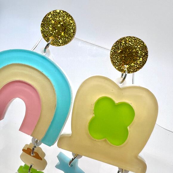Lucky Charms Earrings - St Patricks Earrings - Rainbow Earrings - Cereal Earring - Picture 2 of 10